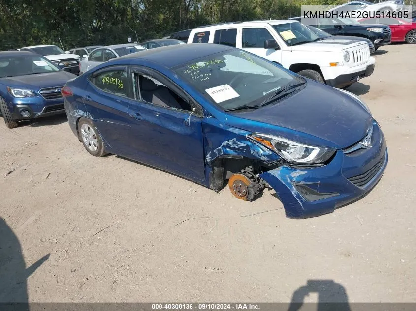 KMHDH4AE2GU514605 2016 Hyundai Elantra Se