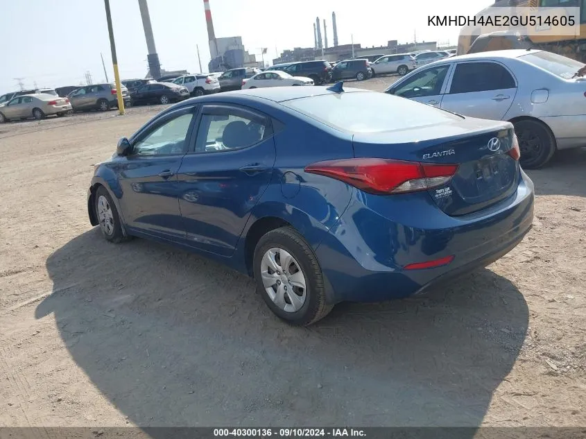 KMHDH4AE2GU514605 2016 Hyundai Elantra Se