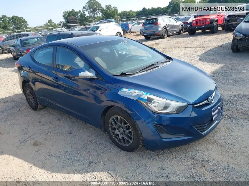 KMHDH4AE6GU528698 2016 Hyundai Elantra Se