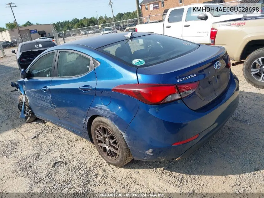 KMHDH4AE6GU528698 2016 Hyundai Elantra Se