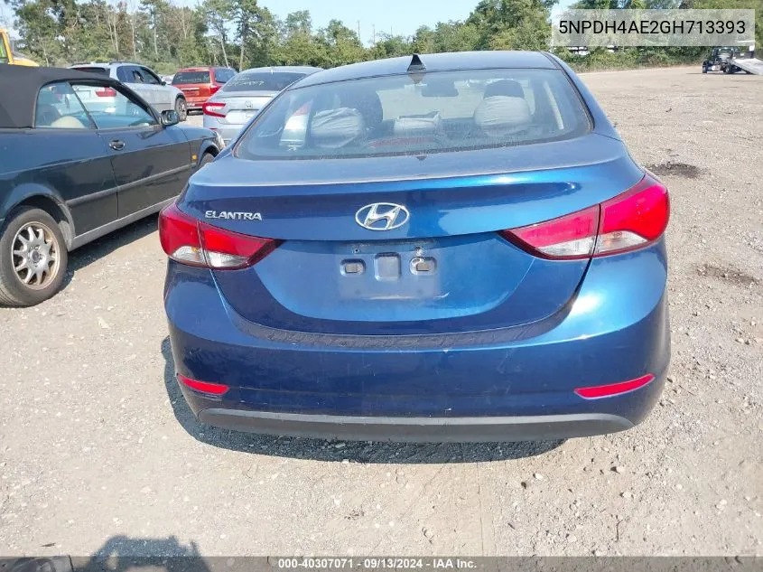 2016 Hyundai Elantra Se/Sport/Limited VIN: 5NPDH4AE2GH713393 Lot: 40307071