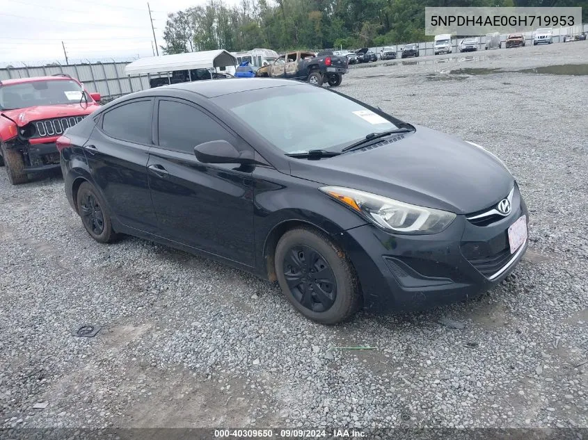 2016 Hyundai Elantra Se VIN: 5NPDH4AE0GH719953 Lot: 40309650