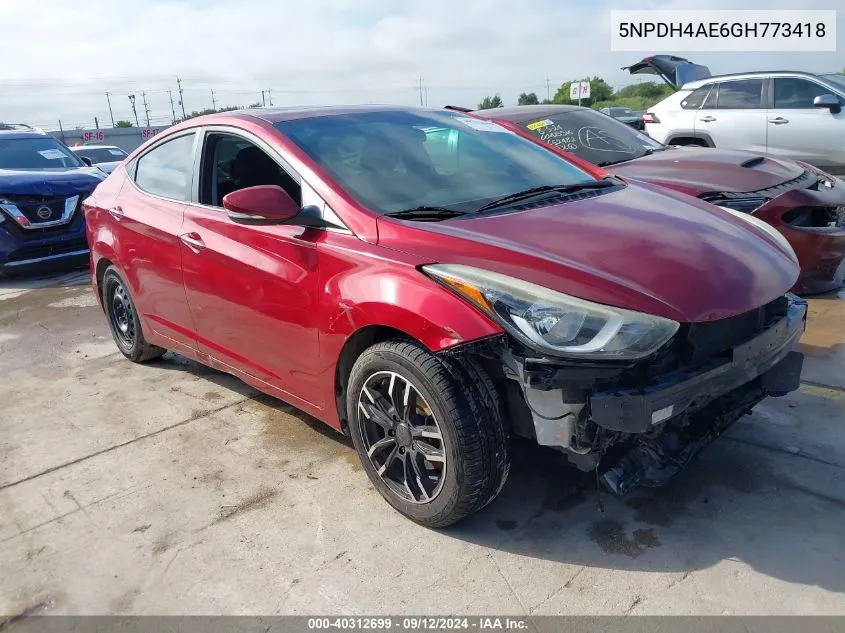 5NPDH4AE6GH773418 2016 Hyundai Elantra Value Edition