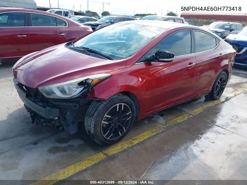 5NPDH4AE6GH773418 2016 Hyundai Elantra Value Edition