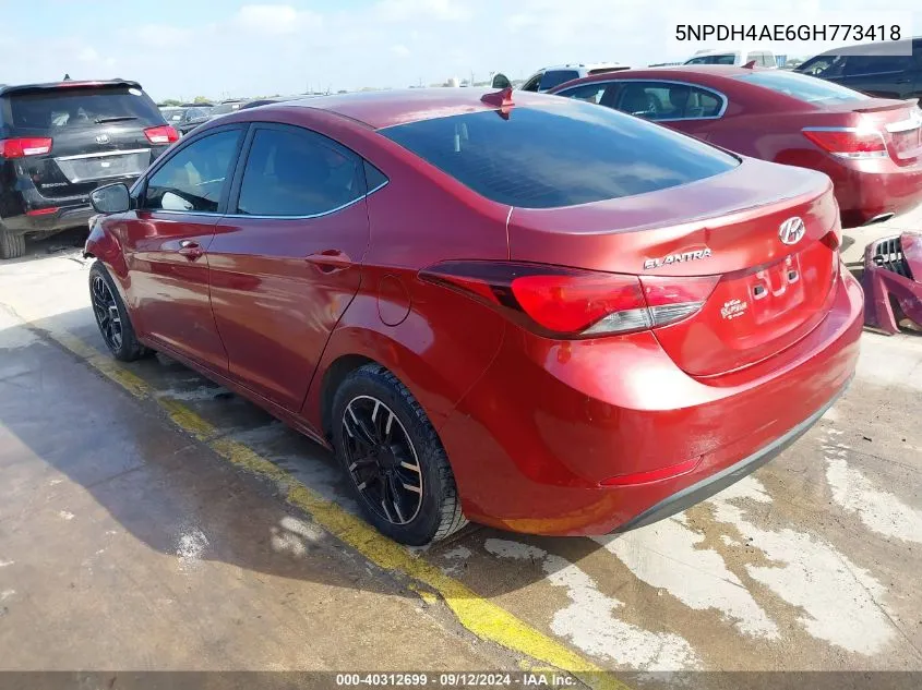 5NPDH4AE6GH773418 2016 Hyundai Elantra Value Edition