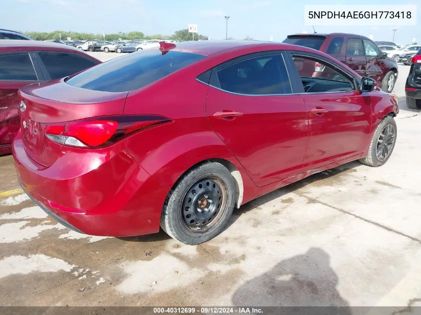 5NPDH4AE6GH773418 2016 Hyundai Elantra Value Edition