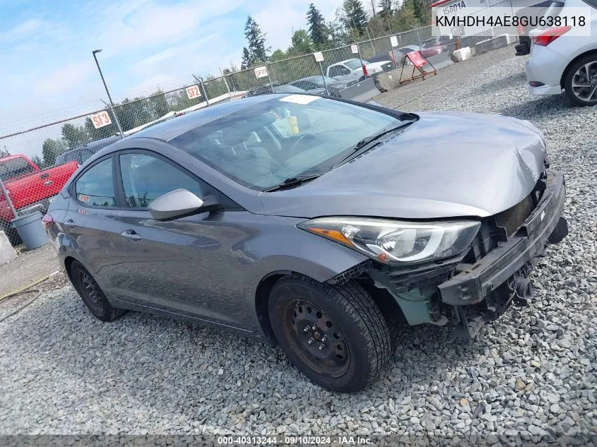 KMHDH4AE8GU638118 2016 Hyundai Elantra Se