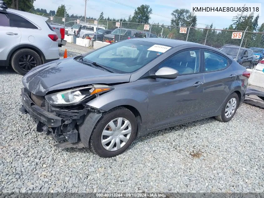 KMHDH4AE8GU638118 2016 Hyundai Elantra Se