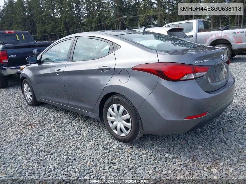 KMHDH4AE8GU638118 2016 Hyundai Elantra Se