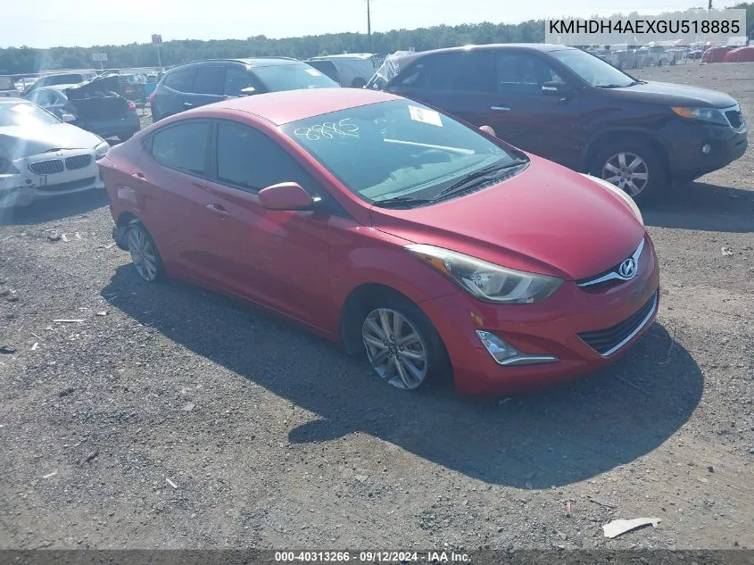 2016 Hyundai Elantra Se VIN: KMHDH4AEXGU518885 Lot: 40313266