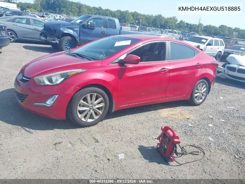 KMHDH4AEXGU518885 2016 Hyundai Elantra Se