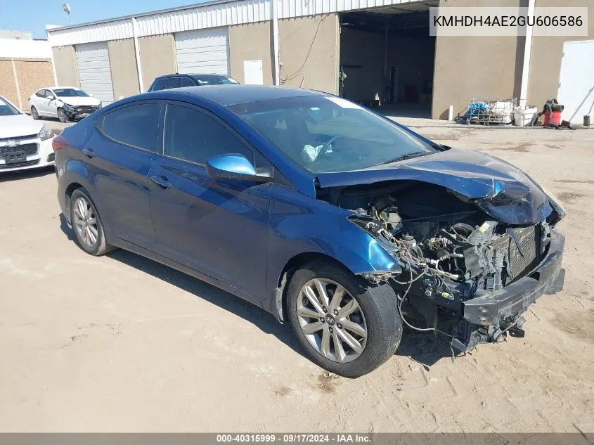 2016 Hyundai Elantra Se VIN: KMHDH4AE2GU606586 Lot: 40315999