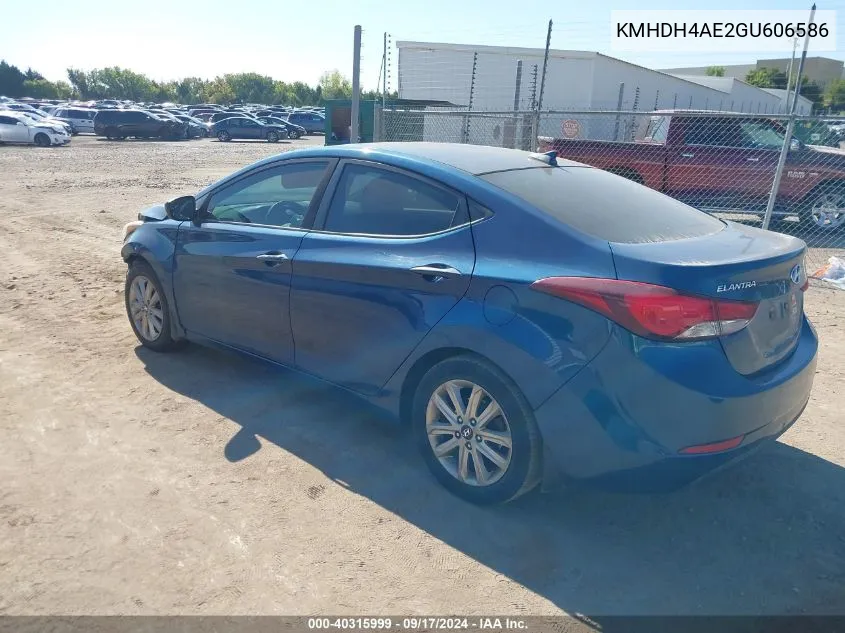 2016 Hyundai Elantra Se VIN: KMHDH4AE2GU606586 Lot: 40315999