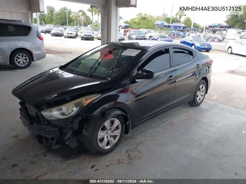 KMHDH4AE3GU517125 2016 Hyundai Elantra Se/Sport/Limited