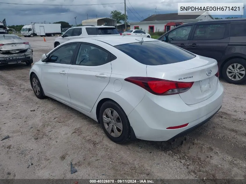 5NPDH4AE0GH671421 2016 Hyundai Elantra Se