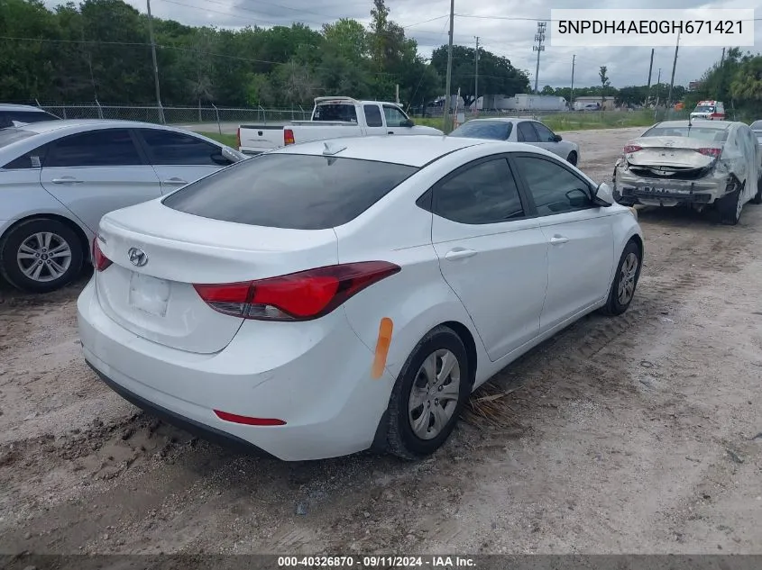 5NPDH4AE0GH671421 2016 Hyundai Elantra Se