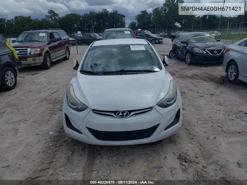 5NPDH4AE0GH671421 2016 Hyundai Elantra Se