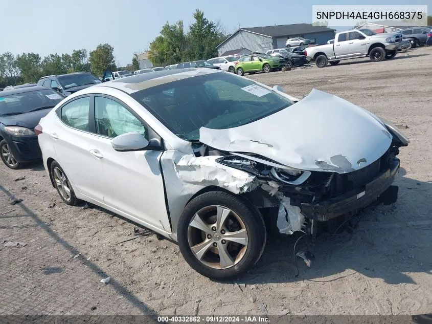 5NPDH4AE4GH668375 2016 Hyundai Elantra Value Edition