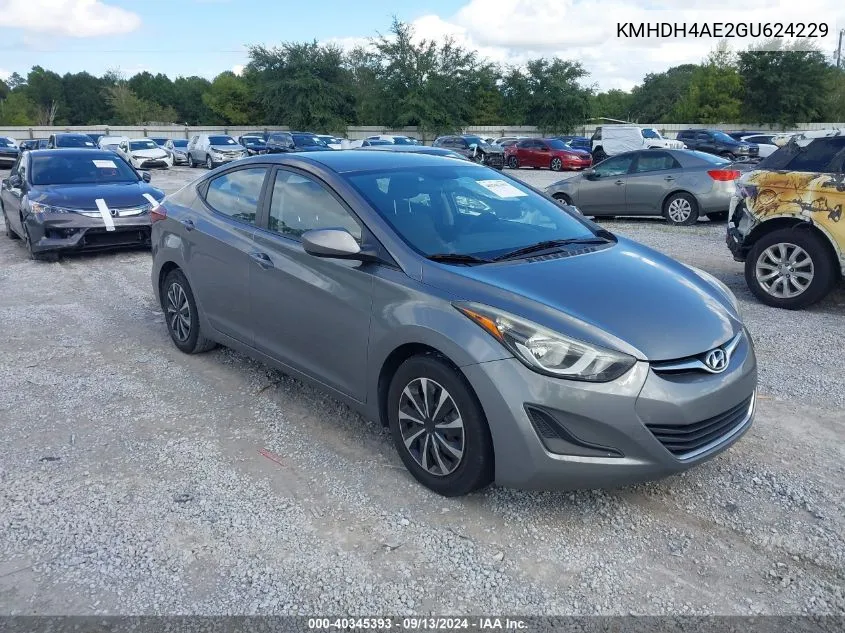 2016 Hyundai Elantra Se VIN: KMHDH4AE2GU624229 Lot: 40345393