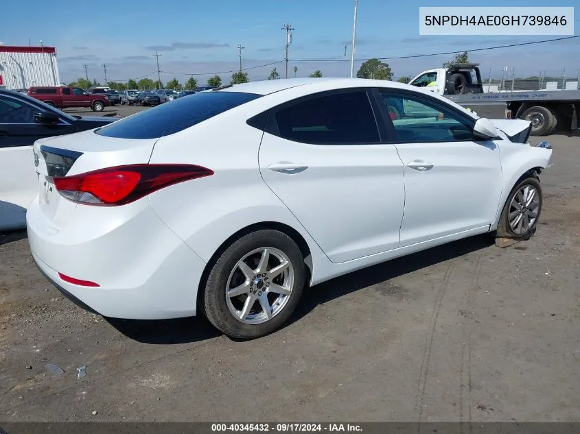 5NPDH4AE0GH739846 2016 Hyundai Elantra Se