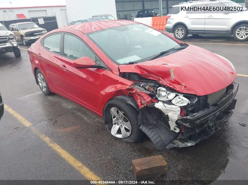 KMHDH4AE6GU482502 2016 Hyundai Elantra Se