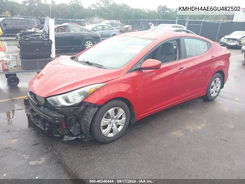 KMHDH4AE6GU482502 2016 Hyundai Elantra Se