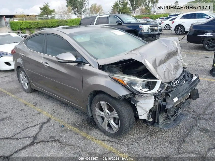 2016 Hyundai Elantra Value Edition VIN: 5NPDH4AE7GH671979 Lot: 40353671