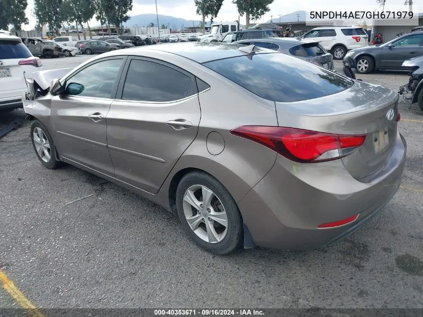 2016 Hyundai Elantra Value Edition VIN: 5NPDH4AE7GH671979 Lot: 40353671