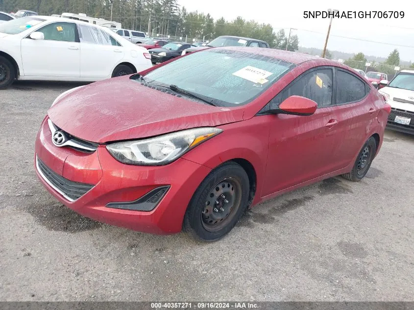 2016 Hyundai Elantra Se VIN: 5NPDH4AE1GH706709 Lot: 40357271