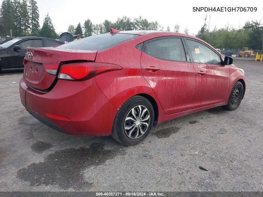 2016 Hyundai Elantra Se VIN: 5NPDH4AE1GH706709 Lot: 40357271