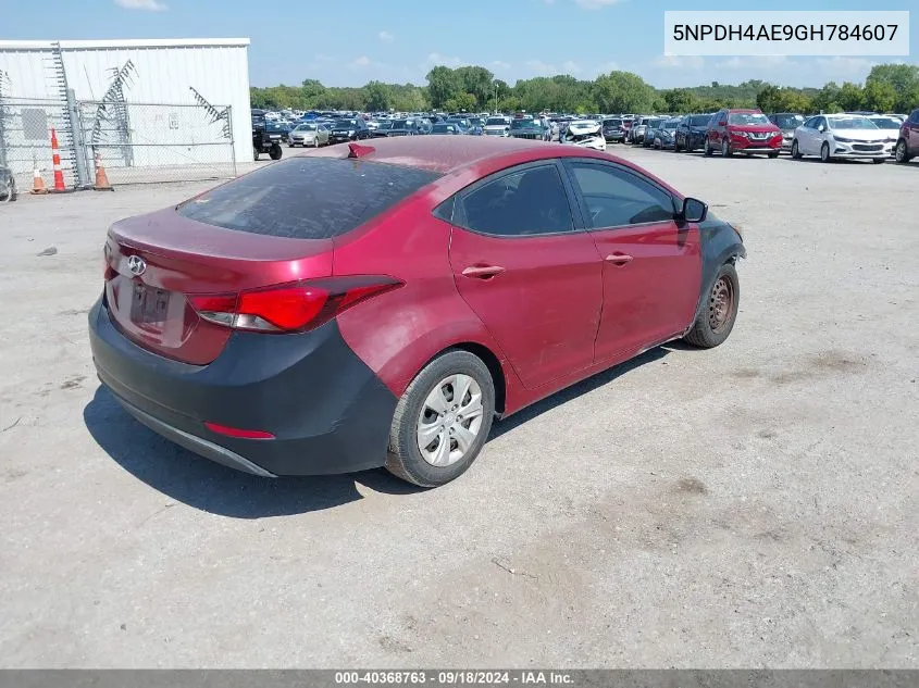 2016 Hyundai Elantra Se VIN: 5NPDH4AE9GH784607 Lot: 40368763