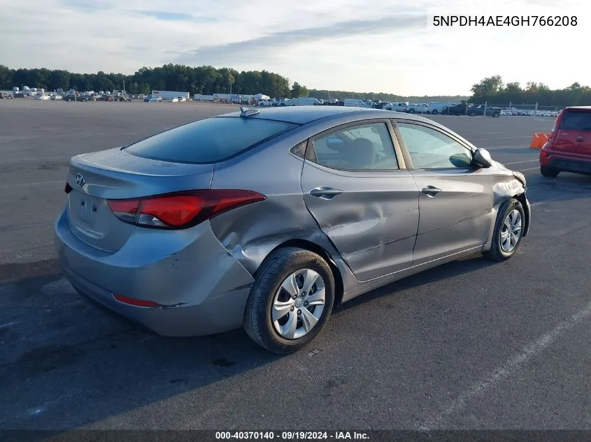 2016 Hyundai Elantra Se VIN: 5NPDH4AE4GH766208 Lot: 40370140