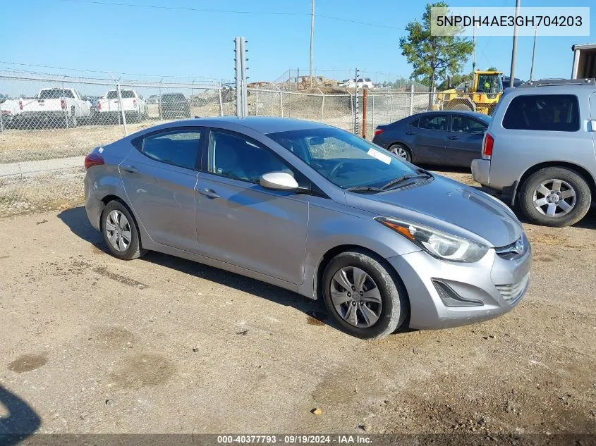 2016 Hyundai Elantra Se VIN: 5NPDH4AE3GH704203 Lot: 40377793