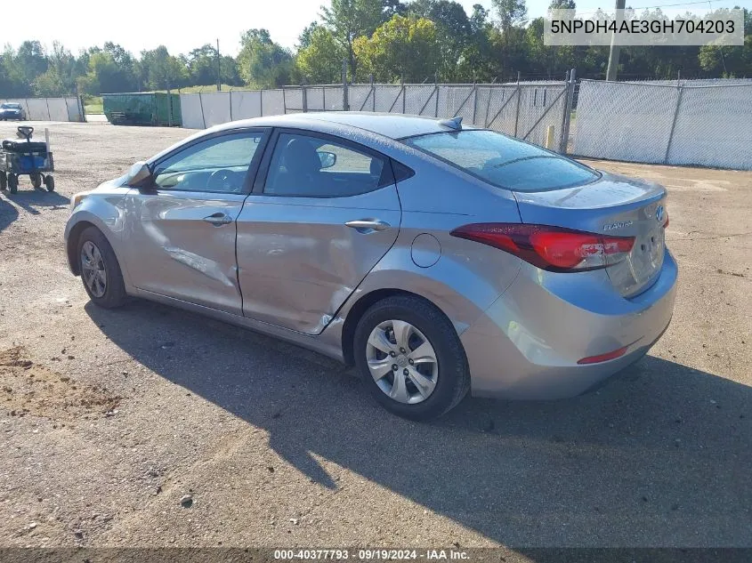 2016 Hyundai Elantra Se VIN: 5NPDH4AE3GH704203 Lot: 40377793