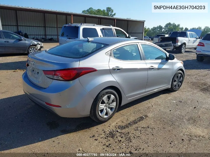 2016 Hyundai Elantra Se VIN: 5NPDH4AE3GH704203 Lot: 40377793