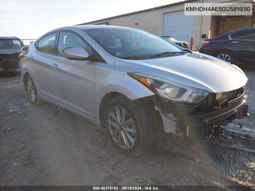 2016 Hyundai Elantra Se VIN: KMHDH4AE5GU589850 Lot: 40379163