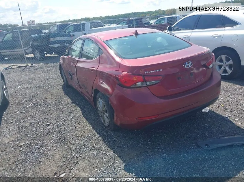 5NPDH4AEXGH728322 2016 Hyundai Elantra Se