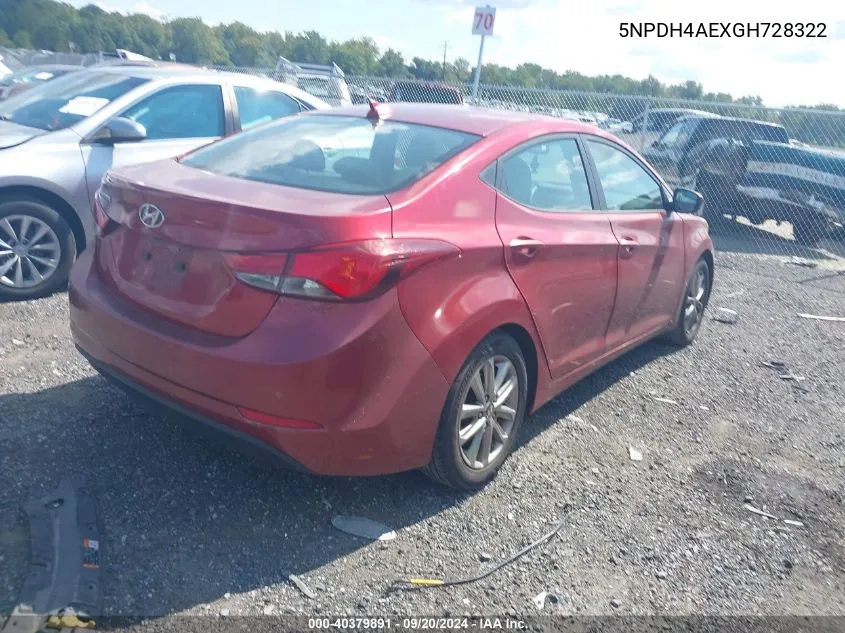 5NPDH4AEXGH728322 2016 Hyundai Elantra Se