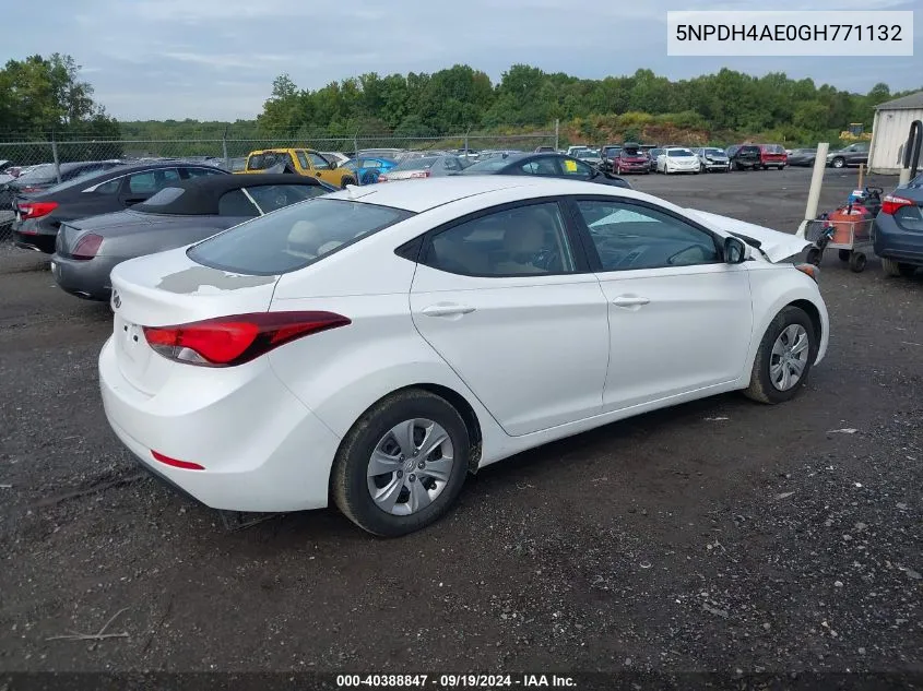 2016 Hyundai Elantra Se VIN: 5NPDH4AE0GH771132 Lot: 40388847