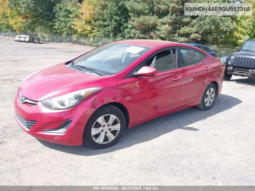 2016 Hyundai Elantra Se VIN: KMHDH4AE9GU557368 Lot: 40389385