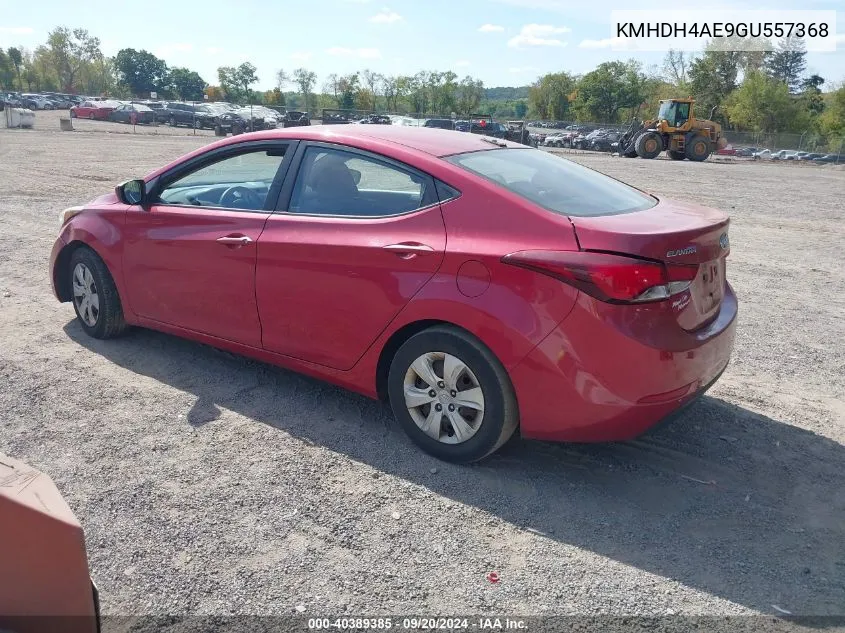 2016 Hyundai Elantra Se VIN: KMHDH4AE9GU557368 Lot: 40389385