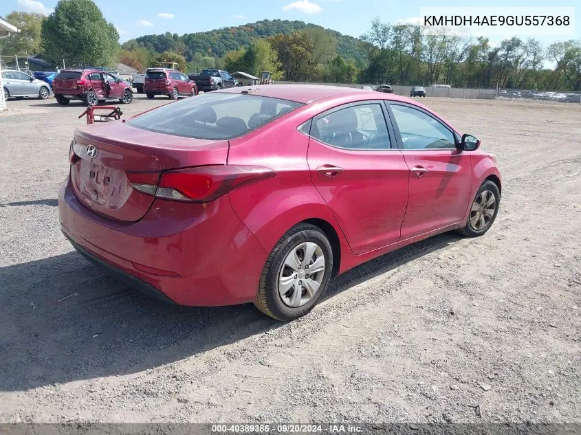 2016 Hyundai Elantra Se VIN: KMHDH4AE9GU557368 Lot: 40389385