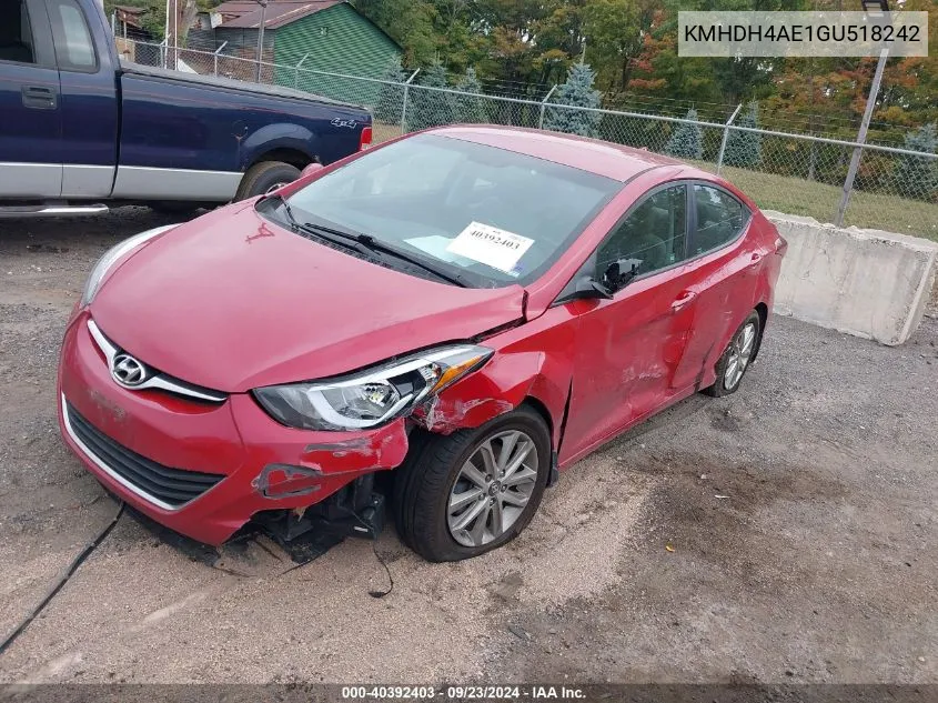 KMHDH4AE1GU518242 2016 Hyundai Elantra Se