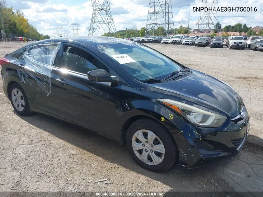 5NPDH4AE3GH750016 2016 Hyundai Elantra Se