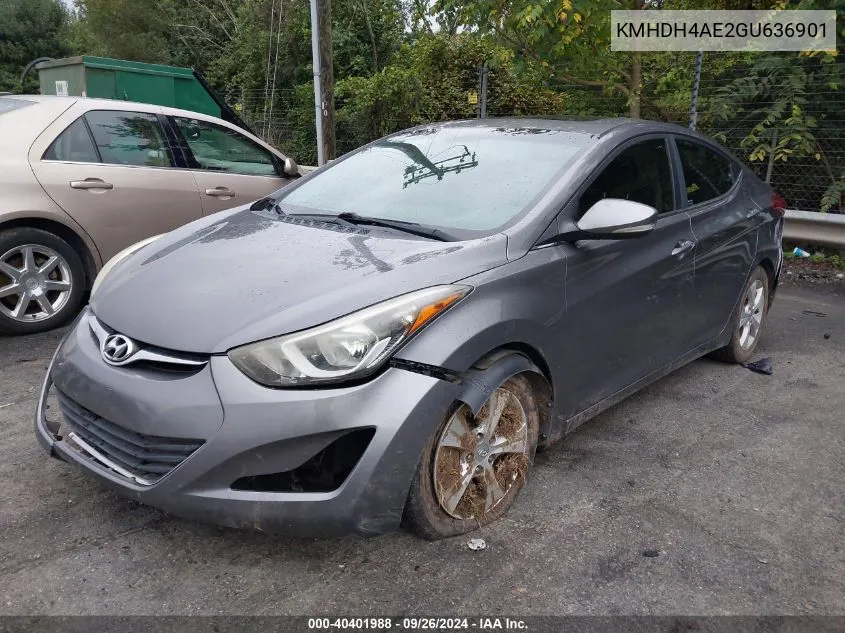 2016 Hyundai Elantra Se/Sport/Limited VIN: KMHDH4AE2GU636901 Lot: 40401988