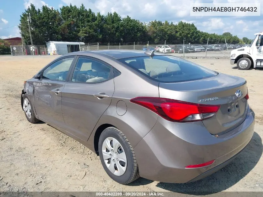 5NPDH4AE8GH746432 2016 Hyundai Elantra Se