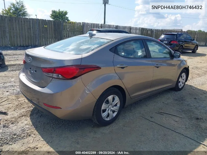 5NPDH4AE8GH746432 2016 Hyundai Elantra Se