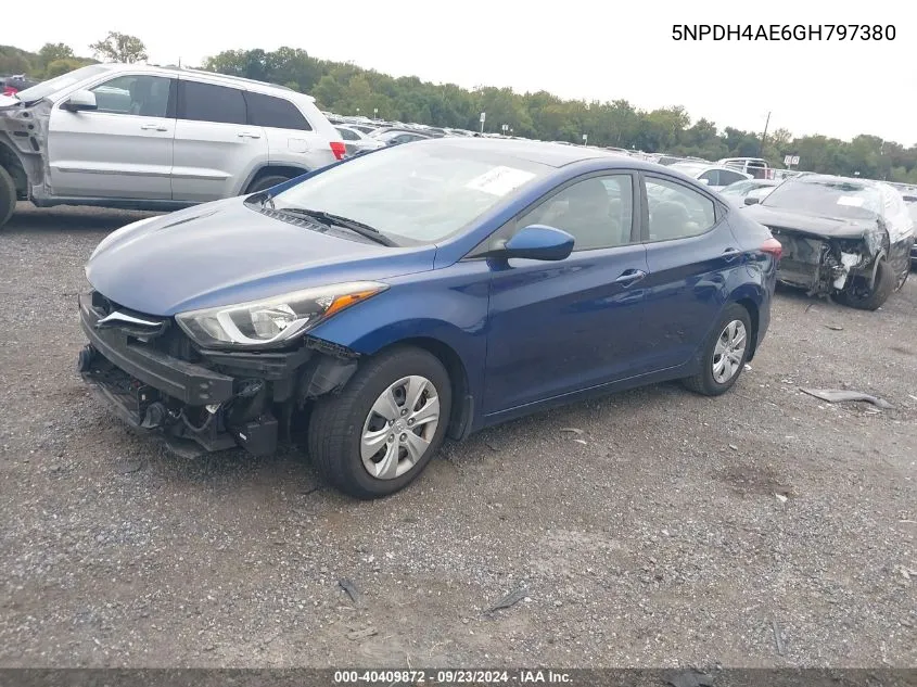 2016 Hyundai Elantra Se/Sport/Limited VIN: 5NPDH4AE6GH797380 Lot: 40409872