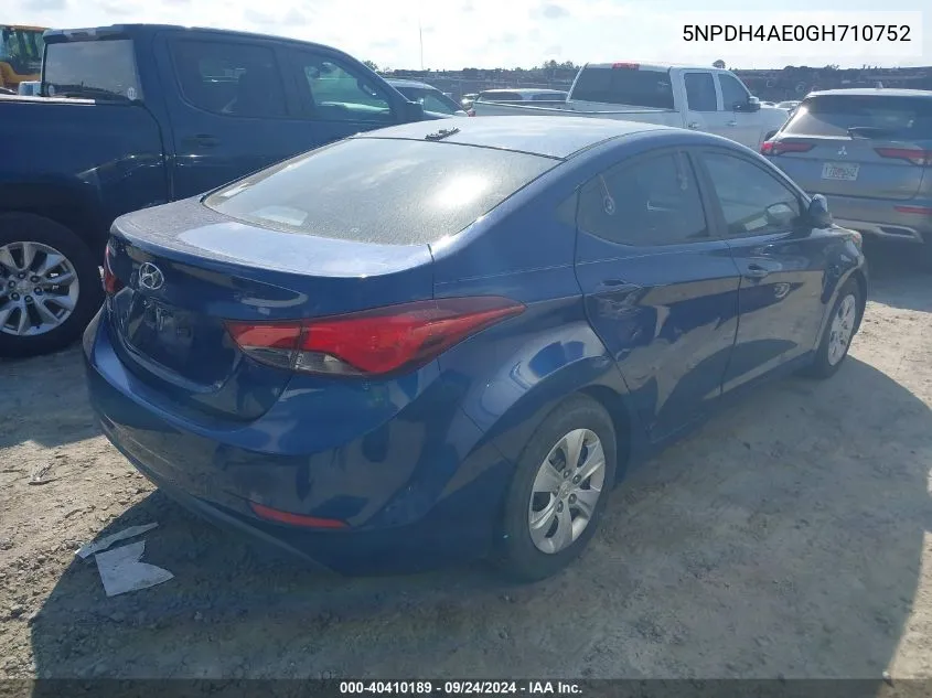 5NPDH4AE0GH710752 2016 Hyundai Elantra Se/Sport/Limited