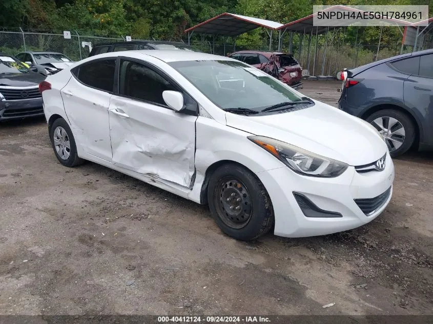 5NPDH4AE5GH784961 2016 Hyundai Elantra Se/Sport/Limited